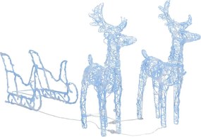 vidaXL Decorațiune de Crăciun reni și sanie 160 LED-uri 130 cm acril