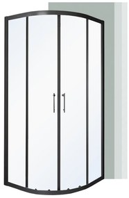 Cabină de duș curbată Spirit Clear 90x90x180 cm, fără cădiță de duș, neagră