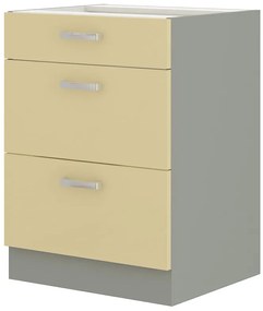 Dulap inferior de bucătărie Kelyn 60 D 3S BB (crem lucios + gri). 1032766