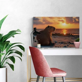 Tablou capybara la apus
