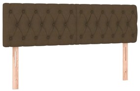 Pat continental cu saltea, maro inchis, 140x200 cm, textil Maro inchis, 140 x 200 cm, Design cu nasturi