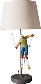 Lampa de masa, din polirasina, cu abajur din in, Ski Jump
