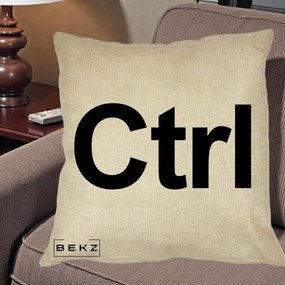 Perna Personalizata Tasta Ctrl Tipografie Bold, 40x40 cm, Crem, Husa Detasabila, Perna Inclusa, BEKZ®