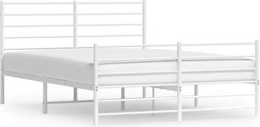 vidaXL Cadru de pat metalic cu tăblie, alb, 160x200 cm