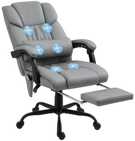 Vinsetto Fotoliu Reglabil pe Înălțime cu Tetieră și Suport pentru Picioare din Piele Artificială, 66x75x112-122 cm, Gri | Aosom Romania