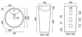 REA-U5635 - Lavoar pe pardoseală BLANKA, 85x40 cm, ceramică, alb lucios
