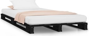 vidaXL Pat din paleți Single Small negru 75x190 cm lemn masiv pin
