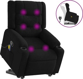 vidaXL Fotoliu rabatabil de masaj, cu ridicare, negru, material textil
