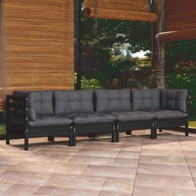 3096152 vidaXL Set mobilier de grădină cu perne, 4 piese, lemn masiv de pin