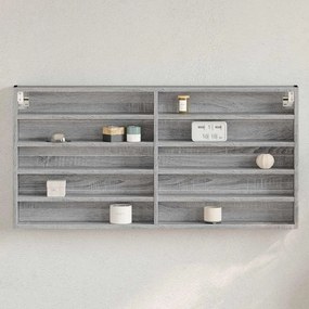 vidaXL Dulap cu vitrină, sonoma gri, 100x8,5x50 cm, lemn prelucrat