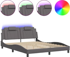 vidaXL Cadru de pat, Viana, cu LED fără saltea, gri, 160x200 cm