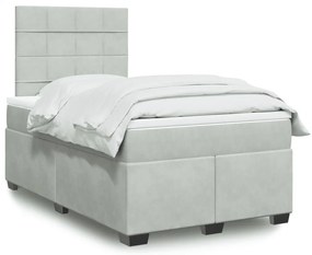 vidaXL Pat continental cu saltea, gri deschis, 120x200 cm, catifea