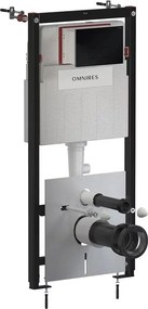 Rezervor incastrat Omnires StrongFrame pentru vas WC suspendat si clapeta de actionare Steel-R45 finisaj negru semimat