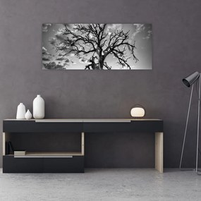 Tablou - Copacul, alb-negru (120x50 cm)
