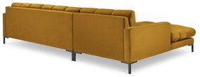Colțar din catifea cu extensie pe partea stângă Cosmopolitan Design Bali, galben