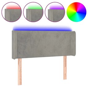 vidaXL Tăblie de pat cu LED, gri deschis, 93x16x78/88 cm, catifea