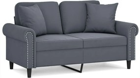 vidaXL Canapea cu 2 locuri cu pernuțe, gri închis, 120 cm, catifea