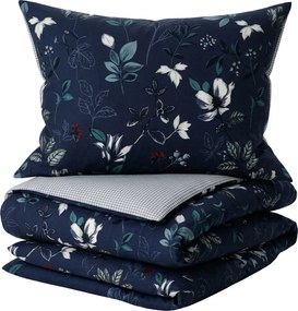 Lenjerie de pat reversibila DUO SENSE NOCTIFLORA albastru inchis cocolino/flanel Dimensiune lenjerie de pat: 2 buc 70 x 90 cm | 200 x 220 cm
