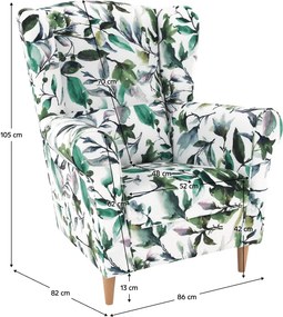 Fotoliu, material textil model frunze verzi, CHARLOT