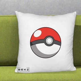 Perna Personalizata Pokeball Rosie, 40x40 cm, Alb Pufos, Husa Detasabila, Perna Inclusa, BEKZ®