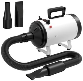 PawHut Uscător de păr pentru câini uscător de profesionist 2200W cu 3 duze diferite zgomot redus 3 temperaturi alb | Aosom Romania