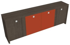 Dulap mic Verno 248 x 46 x 90 cm, uși combinate, stejar antracit / portocaliu