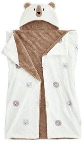 Pătură pentru copii cu glugă maro-crem din micropluș/cocolino 90x125 cm Cosy Bear – Catherine Lansfield