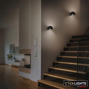 Briloner 3879015 - Aplica LED reîncărcabilă pentru perete cu senzor BORRA, 1,5 W/5 V, 3600 mAh, neagră