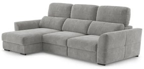 Canapea colțar extensibilă TRENTO, 3 locuri, reversibilă, cu spațiu de depozitare, gri deschis