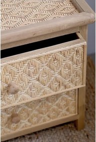 Noptieră din lemn si rattan împletit, 2 sertare, "Braided"