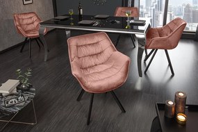 Scaun design retro Dutch Comfort, catifea roz