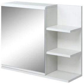 Kleankin Dulap Baie, Dulap cu Oglindă, cu 3 Rafturi Laterale, 60x18x50 cm, Alb | Aosom Romania
