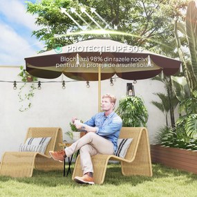 Outsunny Umbrelă de Soare cu UPF 50+ și 8 spițe, Φ2,66x2,34 m, Bej | Aosom Romania