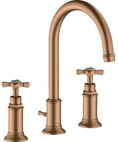 Baterie lavoar baie bronz periat cu 3 orificii si ventil pop-up Hansgrohe Axor Montreux 180 Bronz periat