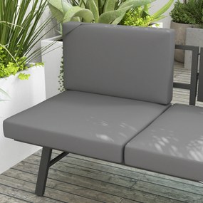 Outsunny Canapea de Grădină 3 în 1 Convertibilă și Reglabilă în 5 Poziții cu Perne, 180x63.5x68 cm, Gri | Aosom Romania