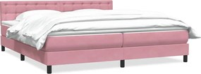 vidaXL Pat box spring cu saltea, roz, 180x210 cm, catifea