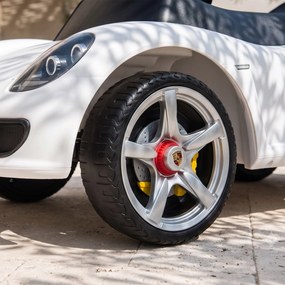 AIYAPLAY Mașinuță de Împins pentru Copii cu Licență Porsche, Claxon, Faruri și Sunet de Pornire, PP, Alb | Aosom Romania