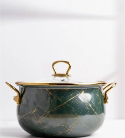 La mâna a doua: Aragaz Goldmann GM 8017-22G, 5l, 22x14 cm, Emailat, Inducție, Capac din sticlă, Verde smarald