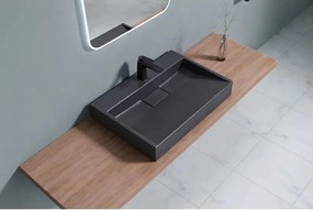 Lavoar negru din compozit pe blat Rune Garm 70 cm
