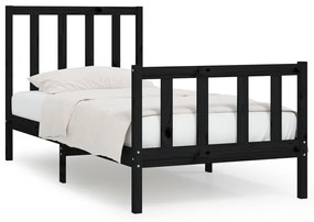 3105194 vidaXL Cadru de pat single, negru, 90x190 cm, lemn masiv