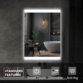 IREDA Oglindă de baie cu iluminare LED, 70 x 50 cm