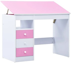 287447 vidaXL Birou de studiu & desenat pentru copii rabatabil, roz și alb
