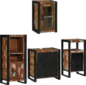 vidaXL Set de mobilier pentru baie cu raft 4 pcs Lemn recuperat solid