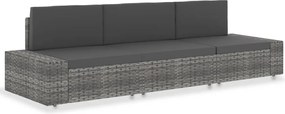 vidaXL Canapea modulară cu 3 locuri, gri, poliratan