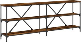 vidaXL Masă consolă stejar afumat 200x30x75 cm lemn prelucrat și fier