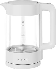 Cana electrica AENO AEK0005, 2200 W, 1,7 l, 40-100 °C, Baza rotativa la 360°, STRIX, Afisaj LED, Filtru, Alb