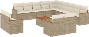 vidaXL Set canapele de grădină, 14 piese, cu perne, bej, poliratan
