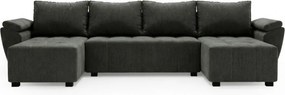 OFERTA Set canapea extensibila in forma de U LIVARO 305x140 cm, gri inchis, calitatea a II-a