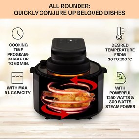 Klarstein Vendure, friteuză cu aer cald cu funcție de abur, 1250 W, 5 litri, 6 programe