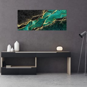 Tablou - Marmorat, petrol-auriu (120x50 cm)